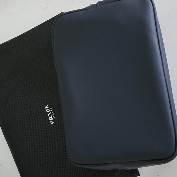 New never used Prada Toiletry Bag Pouch 9 X 5 1/2 blue - Picture 4 of 6